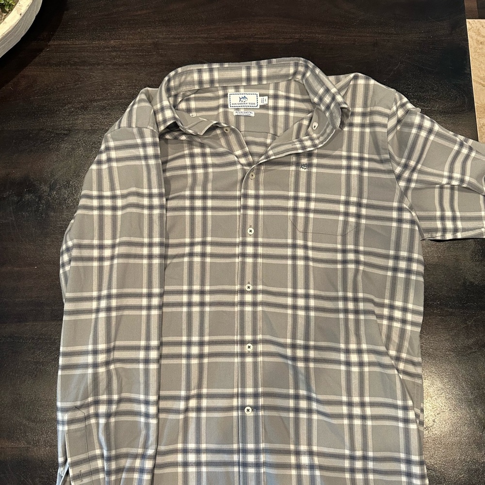 Southern Tide Intercoastal Long-Sleeve Button Down Shirt - Grey -Size L